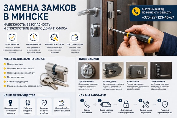 Замена замков в Минске: когда нужна, как проходит и на что обратить внимание
